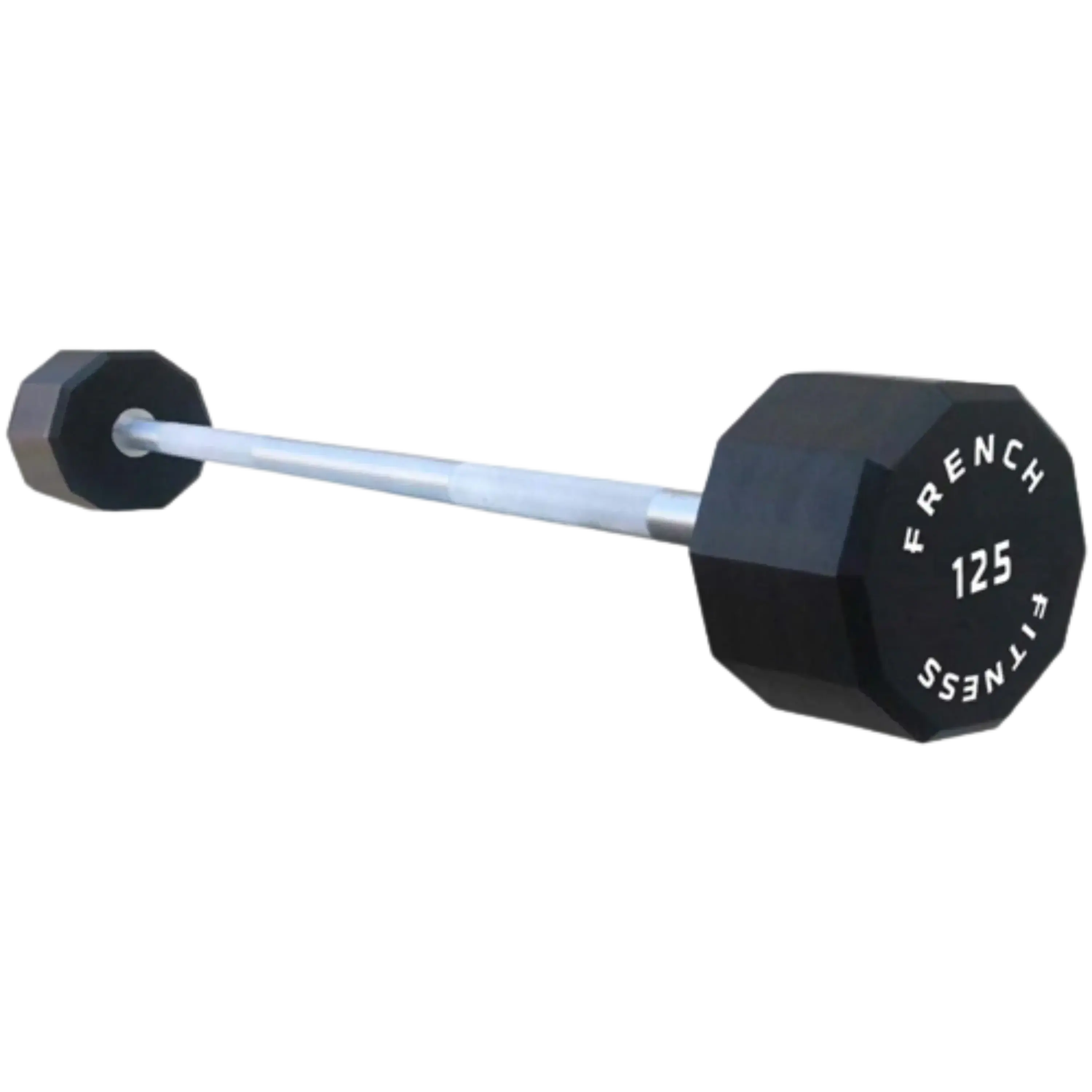 French Fitness Straight Urethane Barbell - 125 lbs Single (New), Urethane Material Bar for Weight Training, Virtually Maintenance-Free