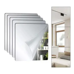 11.82*15.72in Self Adhesive Acrylic Mirror Tiles Flexible Frameless Wall Mirror Stickers Easy Installation DIY Decor for Bathroom Gym Yoga Studio Indoor Use.