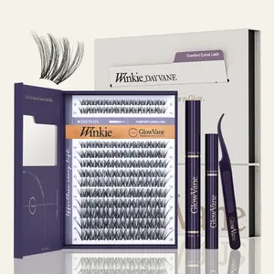 GlowVane TrueCurve Lash Clusters Kit, 0.03mm Soft Fluffy Long-Lasting Waterproof 8-18mm DIY Eyelash Set for Beginners Natural Daily Volume Style