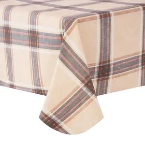 RAY STAR Elegant Retro Checkered Vinyl Tablecloth with Flannel Backing – Round and Rectangular Spill-Proof Picnic Table Cover for Outdoor, Indoor, Camping, and Dining