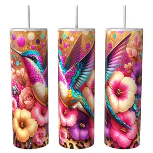 Hummingbird 20oz skinny Tumbler Coffee Drinkware Insulated Lid Portable