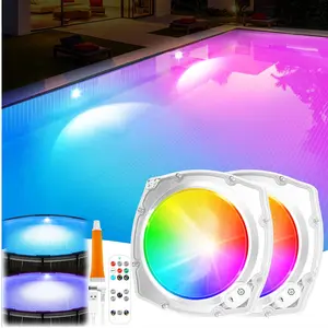 2 pack Rechargeable Submersible Pool Lights with Remote, Hight Brightbess 5000mAh Swimming Led Pool Lights for Above Ground Pools Waterproof, 9 Modes Underwater Magnetic Pool Lights for Inground Pool-2pcs