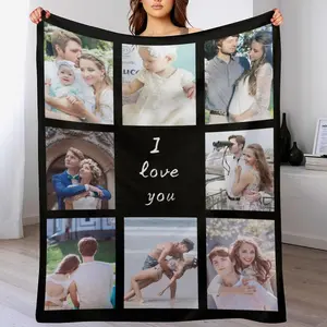 Custom Blanket with Photos for Mom Custom Image Text Logo Personalized Picture Collage Blanket Soft for Mothers Day, Mom, Dad, Family, Friends, Couple