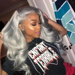 Bling Hair 13x6 Silver Grey Body Wave Lace Front Human Hair Wigs Pre Plucked 13x4 HD Frontal Wigs Brazilian Cosplay Colored Human Hair Wig