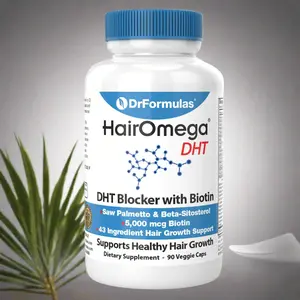 DrFormulas DHT Blocker for Men and Women | HairOmega Advanced Hair Growth Healthcare Supplement -45 Day supply Natural Biotin Vitamin