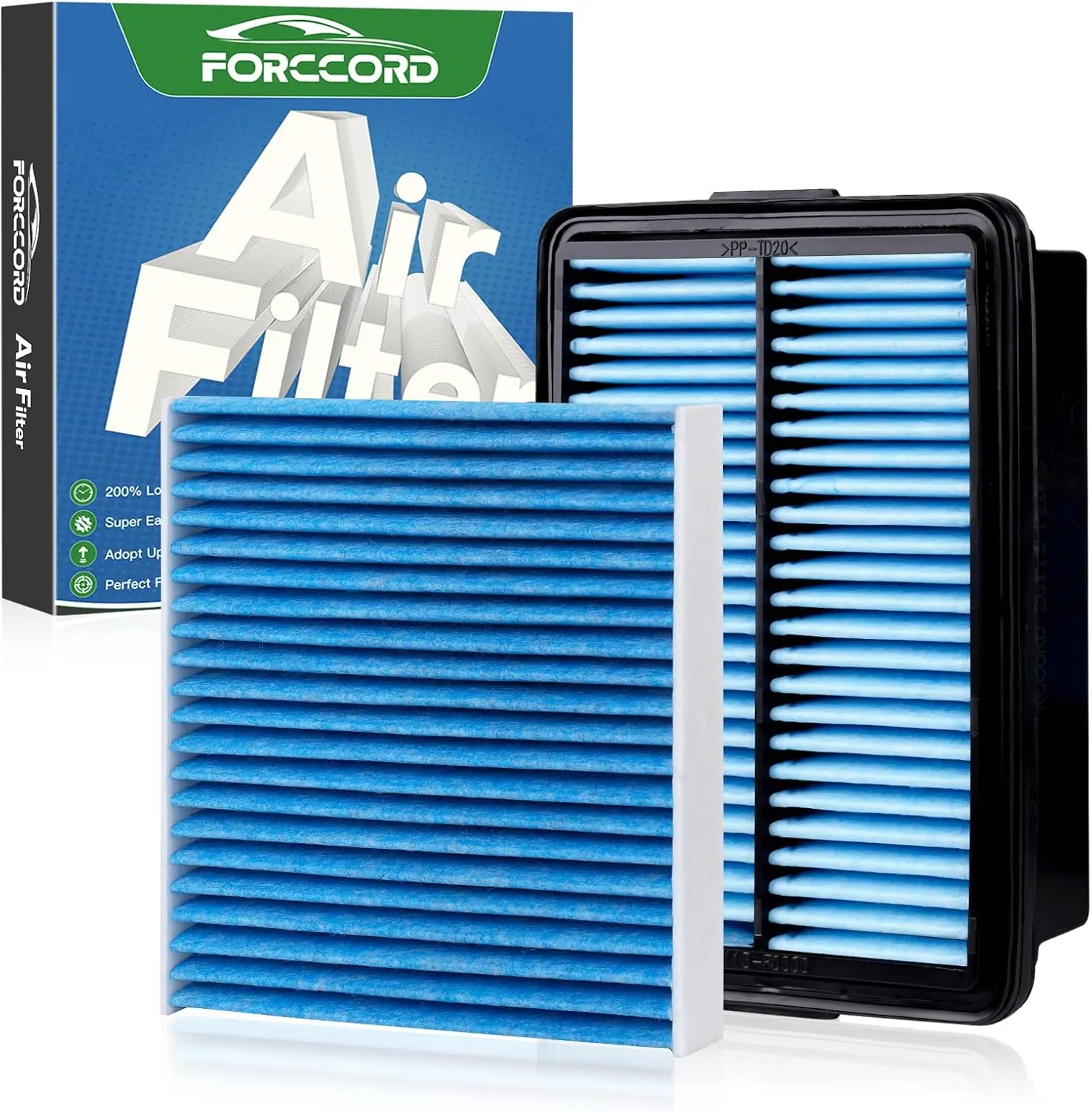 FORCCORD Engine & Cabin Air Filter Combo Set for Hyundai Elantra 2017-2020, Hyundai Elantra GT 2018-2020, Kia Forte 2019-2024, Kia FORCCORD Forte5 2020-2023 | Direct Replacement for 97133-F2000 & 28113-F2000 | Premium Automotive Filter Accessories