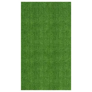 Meadowland Collection Waterproof Solid 7x10 Indoor/Outdoor Artificial Grass Rug, 6 ft. 6 in. x 9 ft. 2 in., Green
