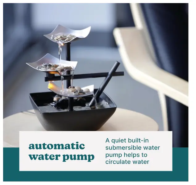 Tabletop Water Fountain with Automatic Pump – Indoor Zen Decor, Soothing Water Sound, Natural River Rocks, Home & Office Relaxation