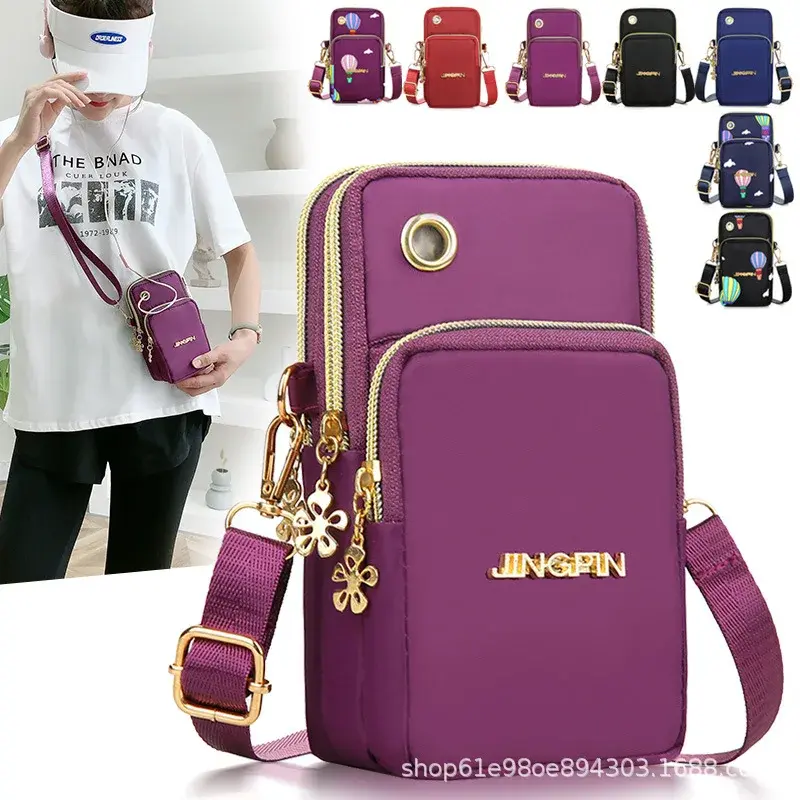 JINGPIN Purple Crossbody Bag with Gold Charm and Adjustable Strap for Women's Daily Use