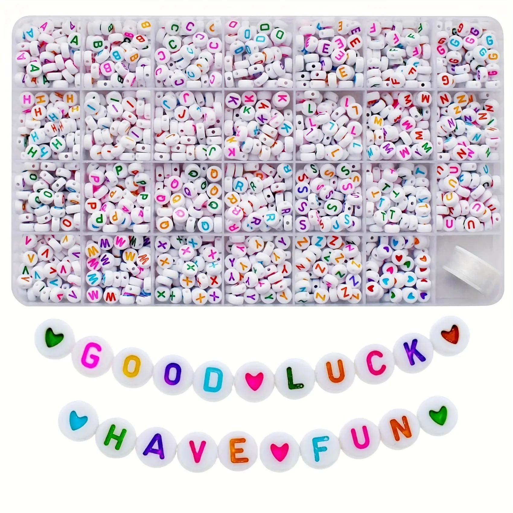 1350pcs Alphabet A-Z Letter Beads with Elastic Thread for Jewelry Making and DIY Bracelets, Necklaces, Key Chains, Diy Jewelry Decoration, 4x7mm Round Letter Beads Kits, Colorful Mix Beads, Bead Set, Beads For Crafts