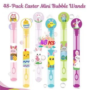 48-Pack Easter Mini Bubble Wands – 6 Assorted Styles, Kids Easter Basket Stuffers, Bubble Toys for Boys & Girls, Easter Party Favors & Classroom Prizes