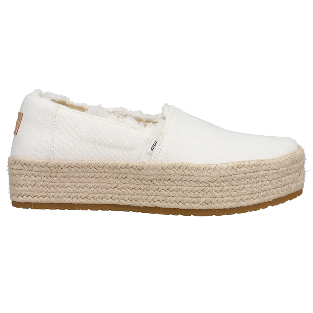 TOMS Womens Valencia Platform Espadrille Flats Casual - White TOMS Womens Valencia Platform Espadrille Flats Casual - White