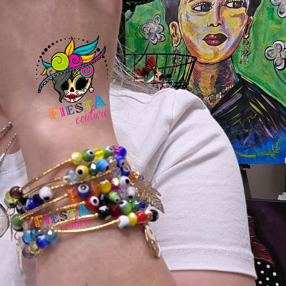 Single Ojitos Semanario Colorful Beaded Bracelets with Charms for Teens and Adults Gold-Plated Handmade in Mexico 7-Piece Set