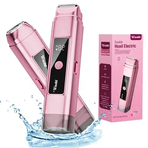 Electric painless facial hair remover Bikini Trimmer for Women, Electric Shaver and Razor 2-in-1 electric razor  Dual Heads for Painless Trimming of Pubic Hair, Face, Underarms and Legs,Waterproof