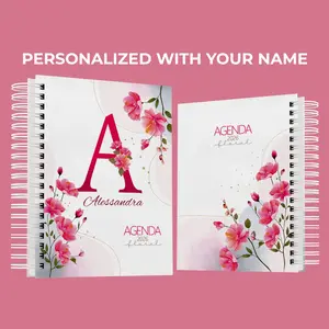 Calendar Planner 2026 Personalized Floral A5 – Hardcover Daily Office Organizer, 300 Pages, Feminine Romantic Design