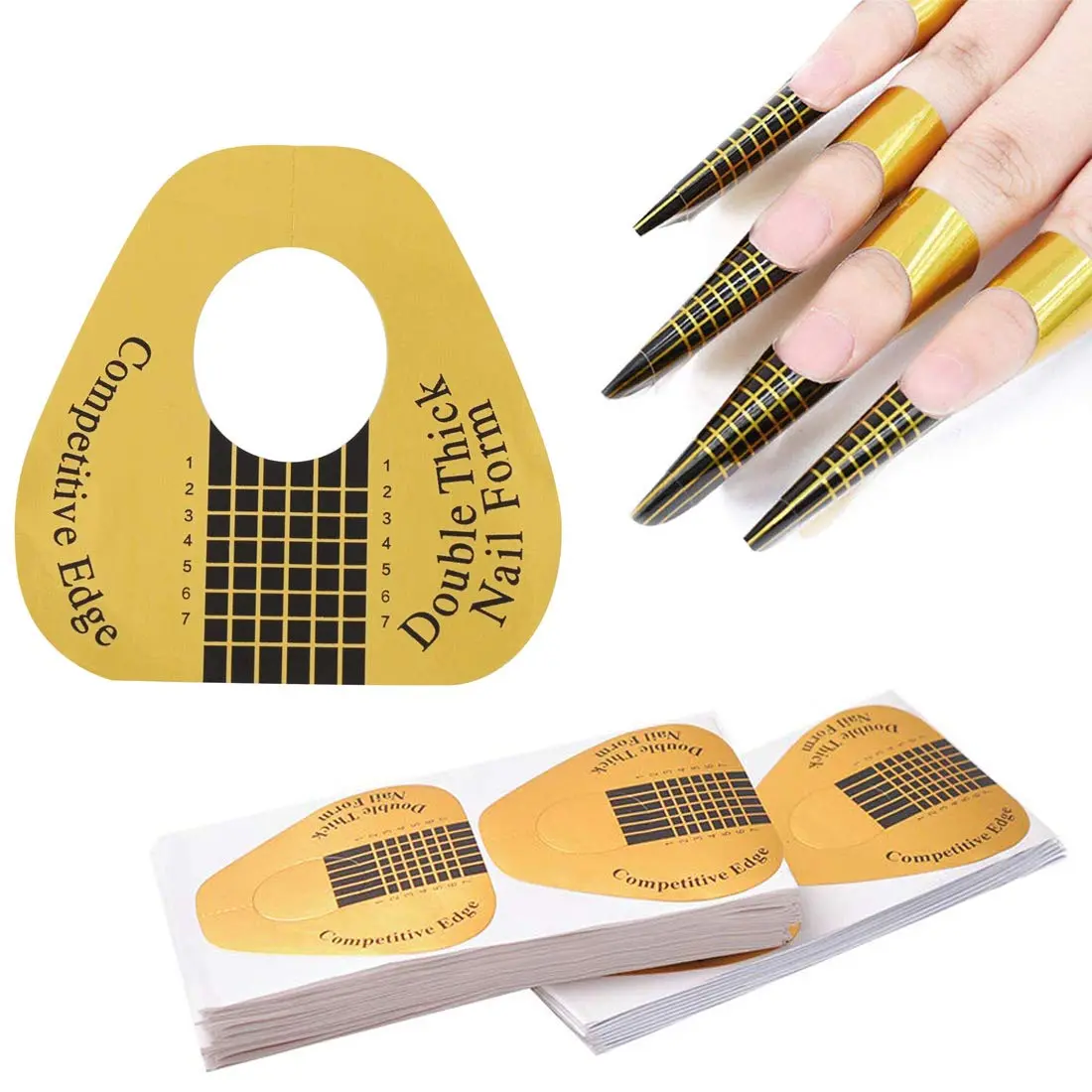 100 Pcs Self-Adhesive Acrylic Nail Extension Forms, Numbered Guide Sculpting Stickers for Builder & UV Gel, Professional DIY Nail Art Supplies