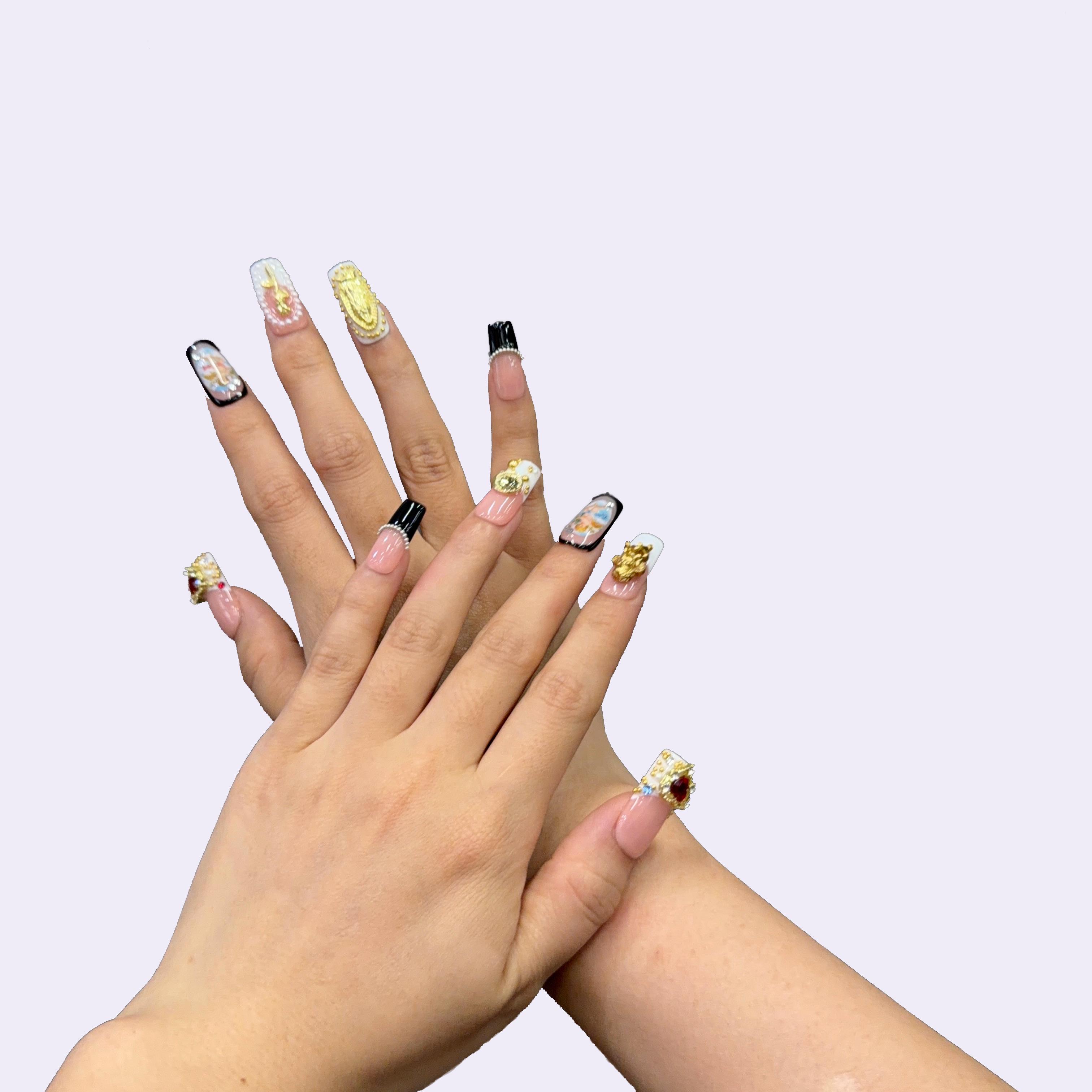 3D Handmade Press-On Nails Women Nails Almondnails Reusablenails Springnails Summer Nails