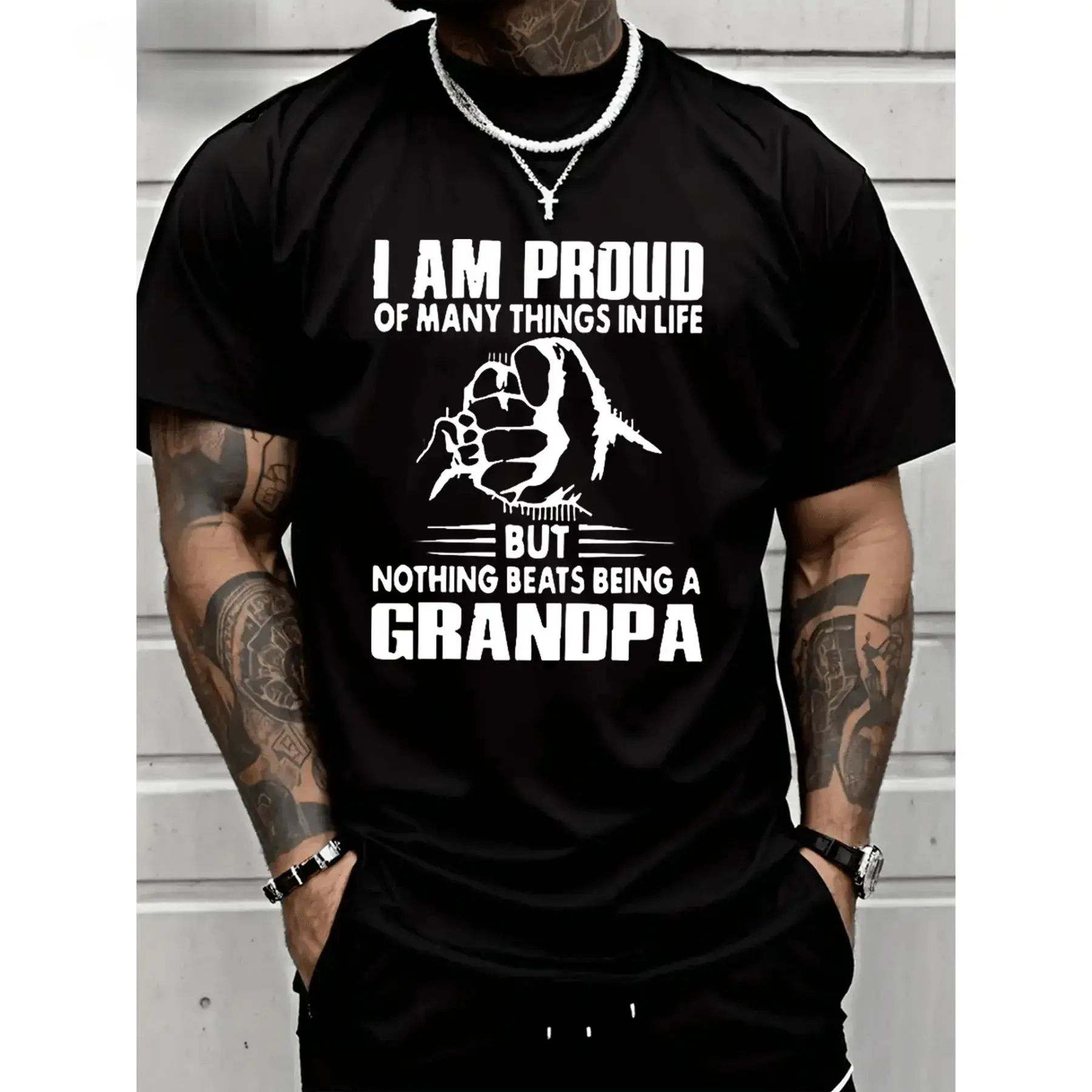 Proud Of Many Things In LifeNothing Being A Grandpa Monogrammed T-Shirt 100% Heavy Cotton T Shirt