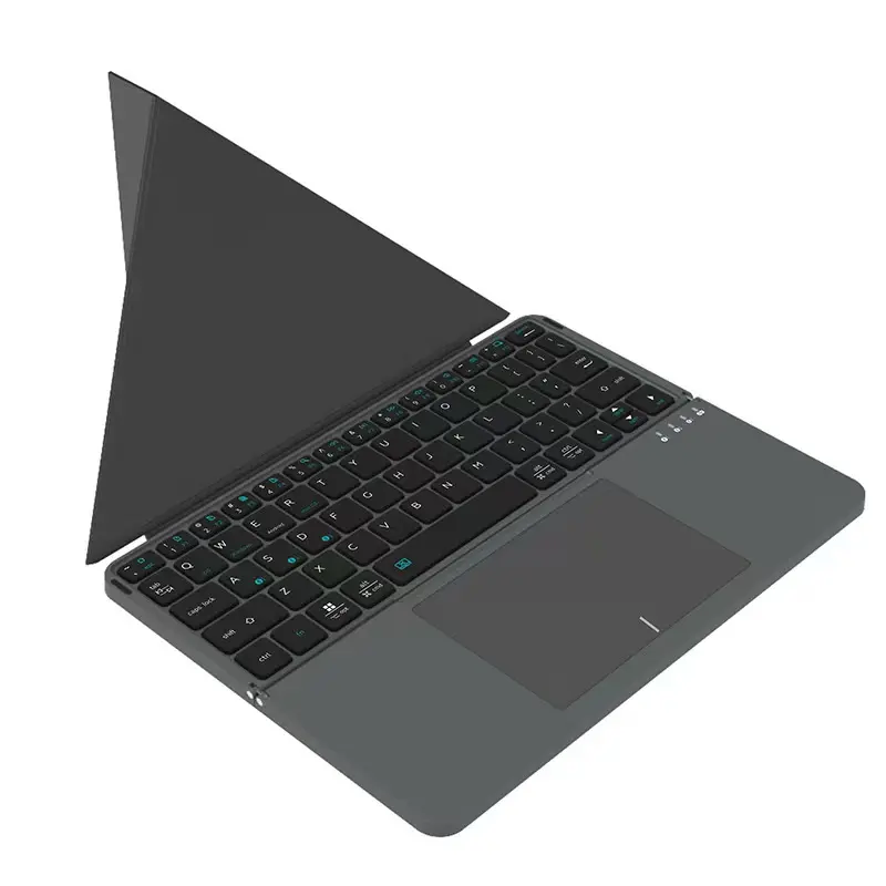 KBFX-234-Black US Layout Magnetic Bluetooth Keyboard with Touchpad, Slim Foldable Wireless Tablet Keyboard Case Cover Portable Rechargeable Keyboard