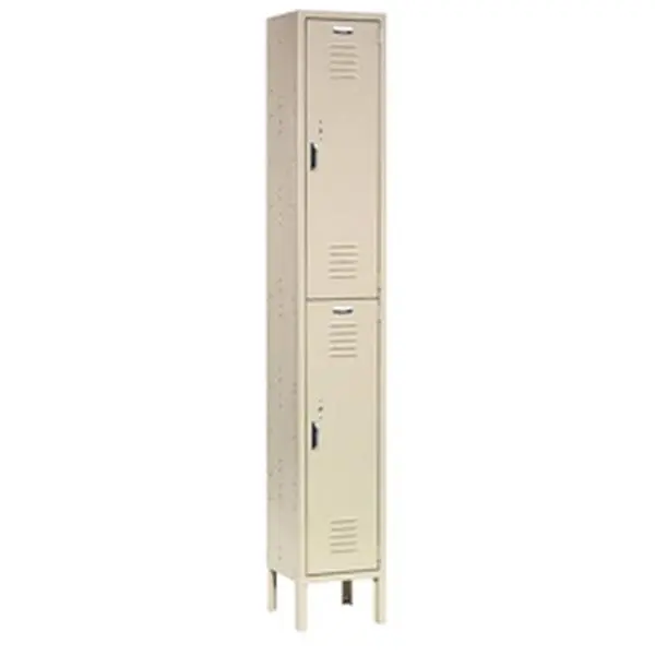 Global Industrial Sturdy Steel Double-Tier Paramount Locker (Model 652074TN) - 12x12x36 in., 2-Door, 1 to 3 User Office Safe Storage, Tan, Ready to Assemble