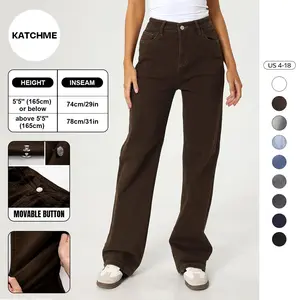 Katch Me Women's Trendy Denim High Waist Multi-Pocket Wide Leg Jeans, Versatile Denim Trousers for Women, Street Stretch Womenswear, Baggy Jeans Outfit(3)