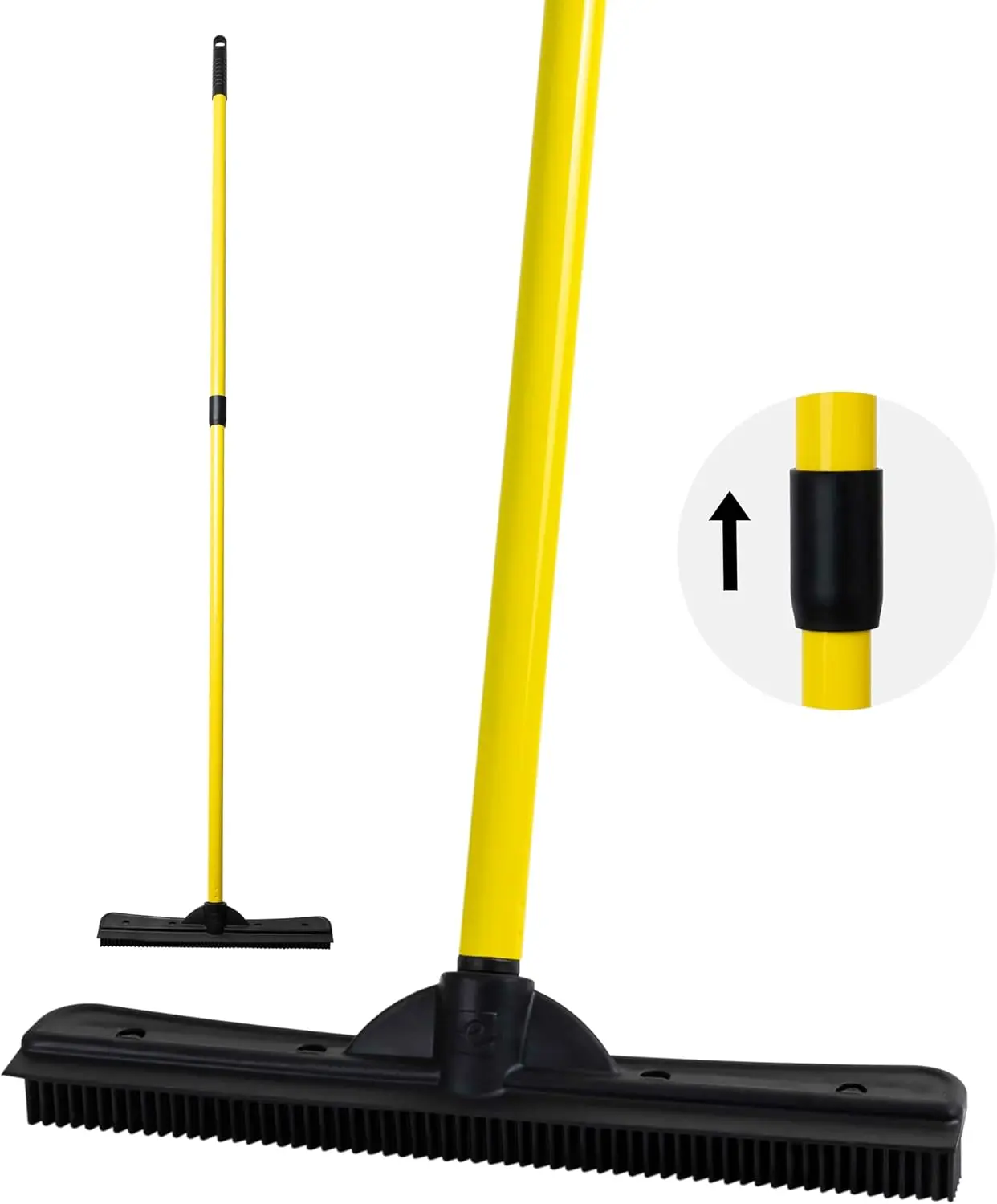 Original Pet Hair Rubber Broom with Squeegee, with 58" Telescopic Handle for Carpet, Tile and Hardwood