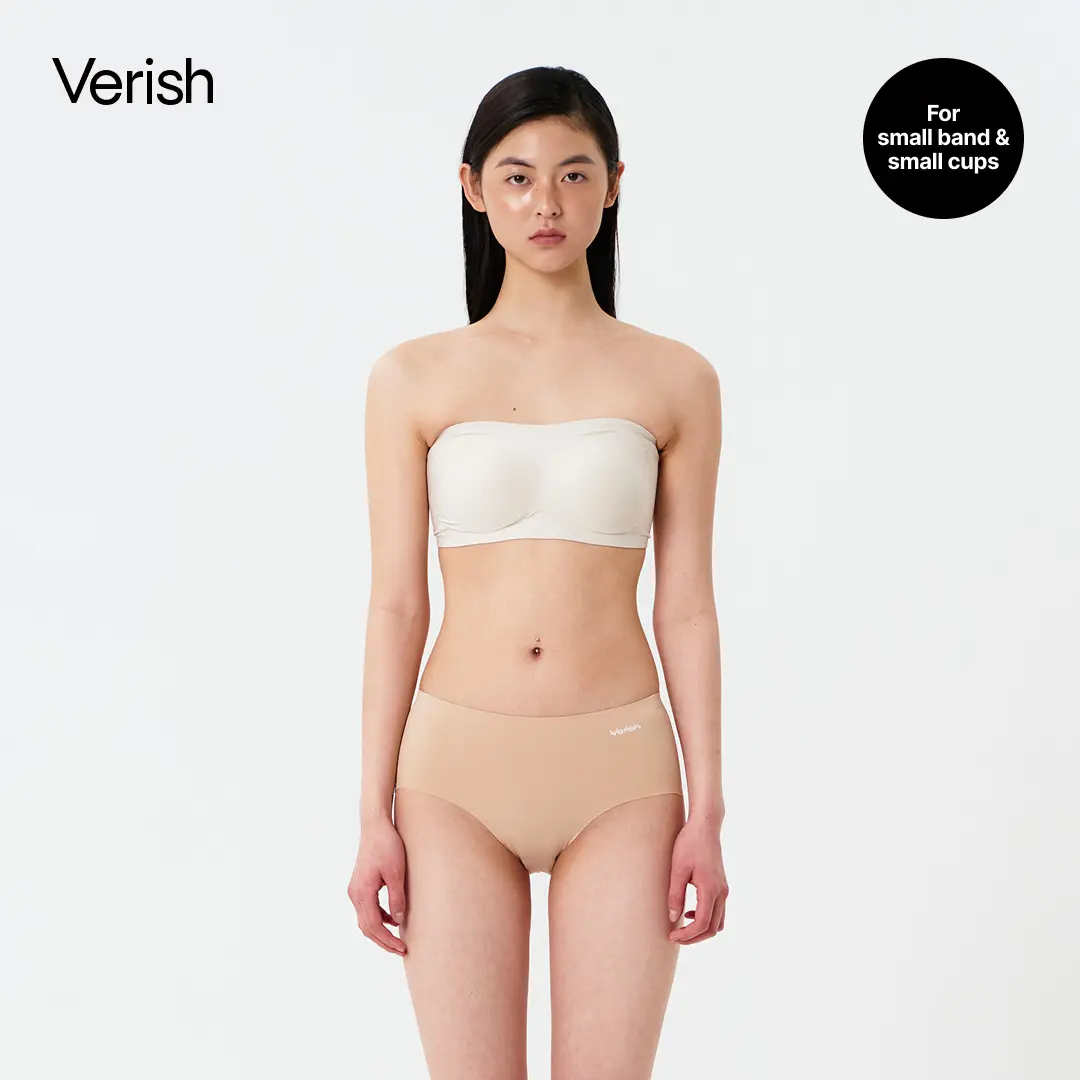 [VERISH] Cool Fit Bra Off-Shoulder 2.0 - SIZE UP RECOMMENDED - Seamless Bandeau Strapless Wireless Bra for Women - Non-Slip Silicone Support Breathable Fabric