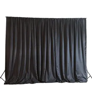Black Chiffon Polyester Backdrop Drape Curtain, Dual Layer Event Divider Panel with Rod Pockets - 20ftx10ft