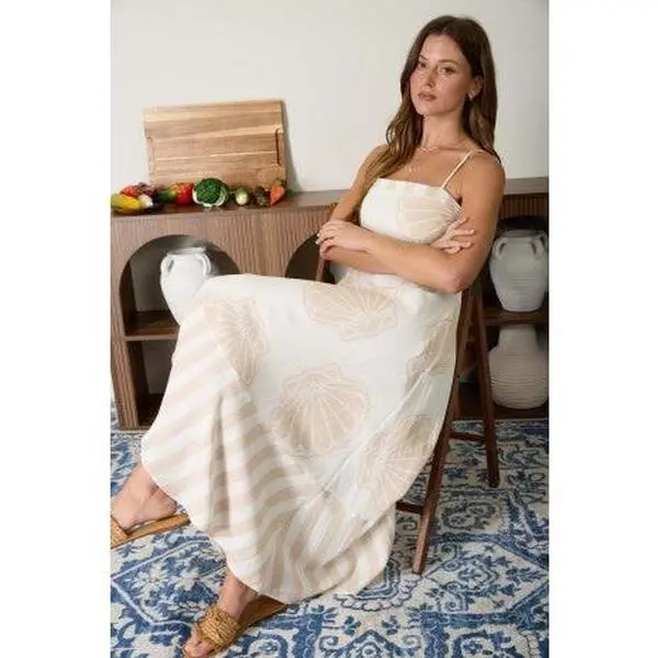 Seashell Spaghetti Strap Midi Dress