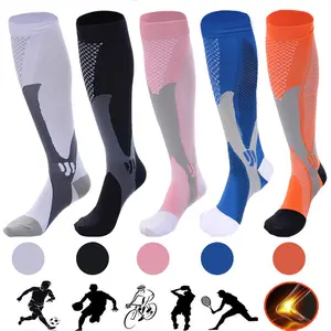 Compression Socks For Men&Women Best Graduated Athletic Fit For Running Flight Travel Boost Stamina Circulation&Recovery Socks Unisex Polyester Nylon Cotton All Seasons 6 Pack