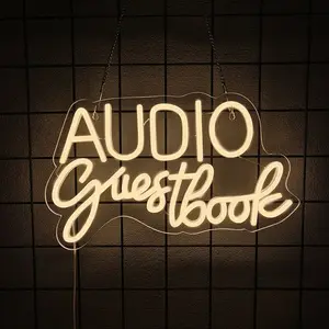 Audio Guestbook Neon Signs for Wall Decor Lights for Wedding Leave Message White Signs for Birthday Parties Corporate Events Graduation Ceremonies Festival Holiday Decorative Lighting