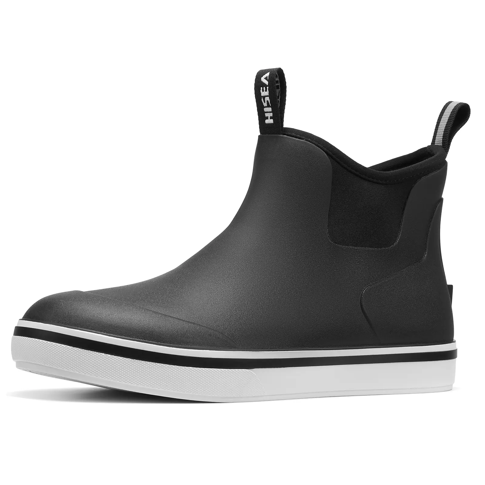 HISEA Men's Closed Chelsea Ankle Rain Shoes - Waterproof, Neoprene & Rubber Construction, Non-Slip Sole, Pull Strap, Quick-On Slip-Ons for Fishing, Gardening, All Seasons Outdoor Use, Ankle Bootie, Footwear, Men's Shoes