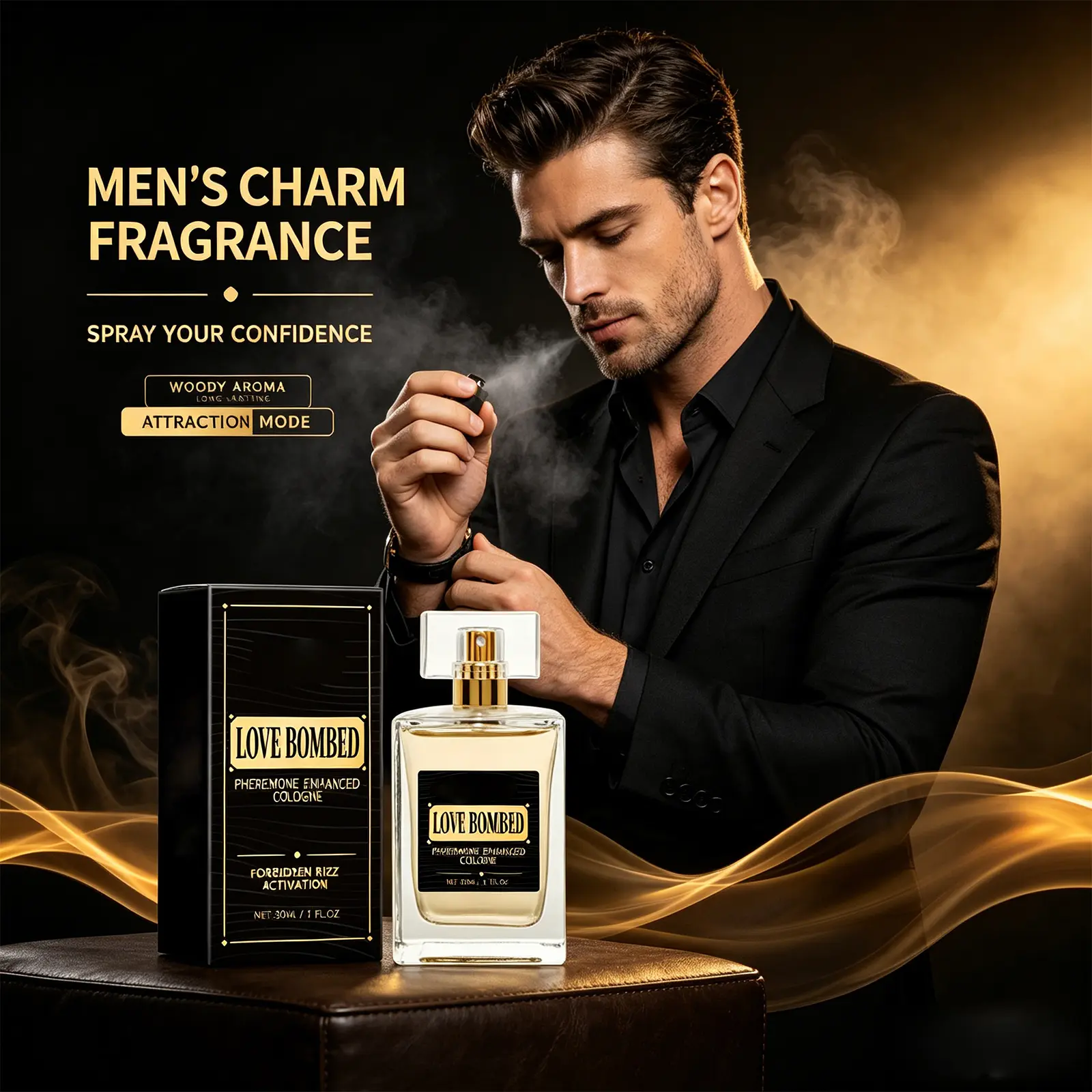 Men's Refreshing Lemon Citrusy Cologne - Pheromones Infused EDC - Long-Lasting Fresh Fragrance for Date Prep, 1oz/30ml, Pheromones Infused Fragrance, Edc Spray, Natural, Cologne Spray, Male Grooming