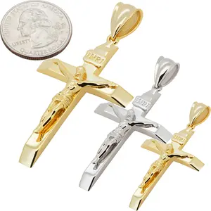 925 Sterling Silver 14k Gold Vermeil Crucifix Cross Pendant