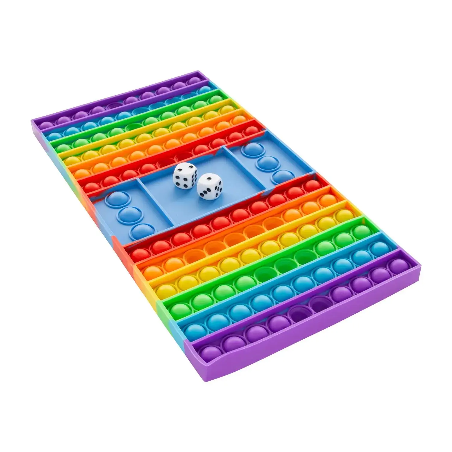 8" x 3/4" Rainbow Lotsa Pops Pop Fidget Toys Game Board with Dice