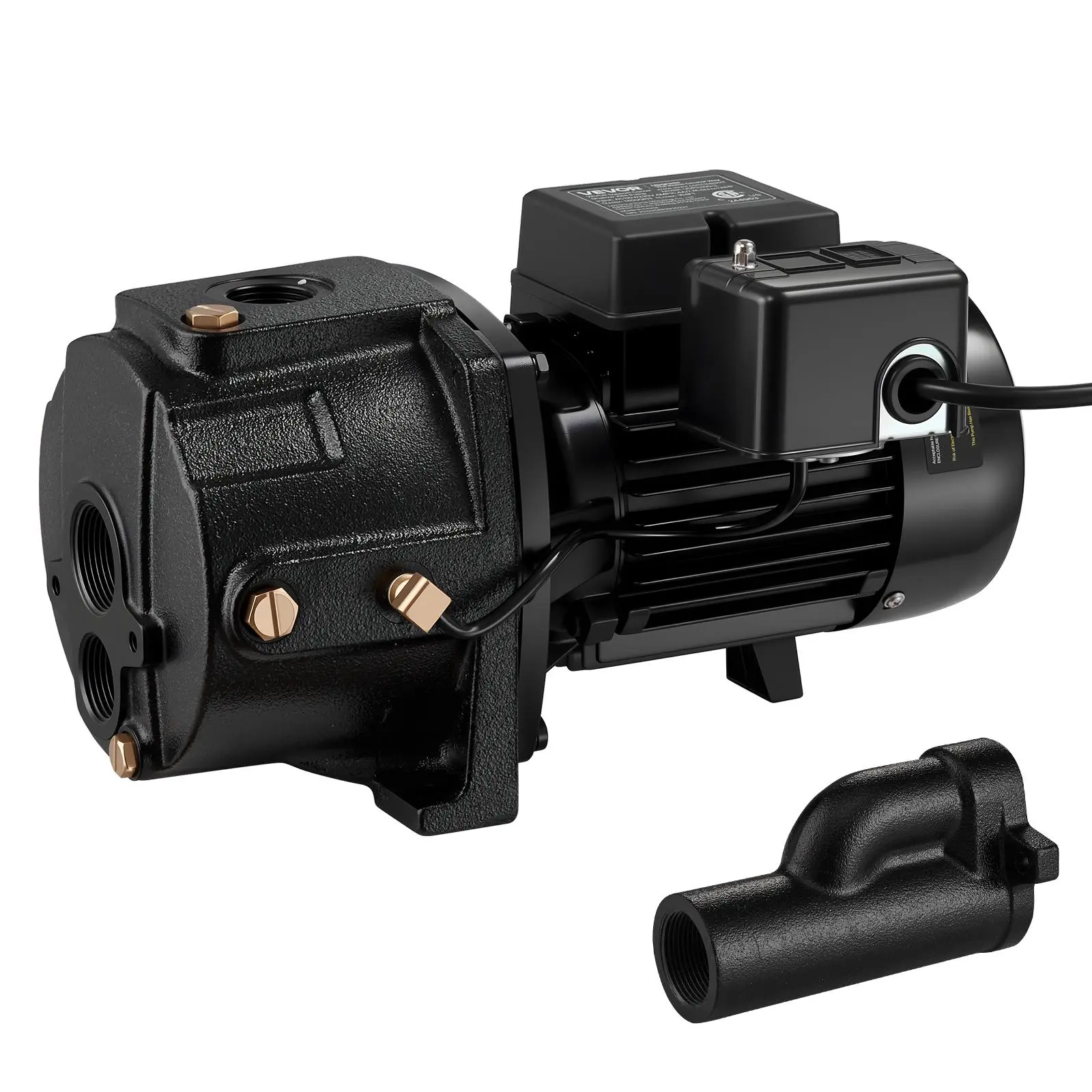 VEVOR 1 HP Cast Iron Shallow Well Jet Pump, 115/230V Dual Voltage, 1400 GPH, 164 ft High Head Lift, Automatic Pressure Switch, Cast Iron Durability, Easy Installation, for Garden Irrigation & Emergency Water Supply
