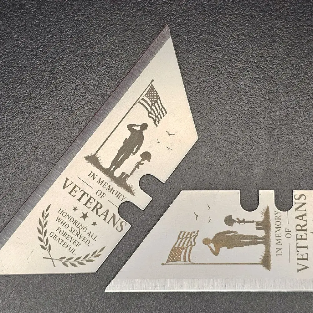 Laser Engraved Razor Blades for Veterans