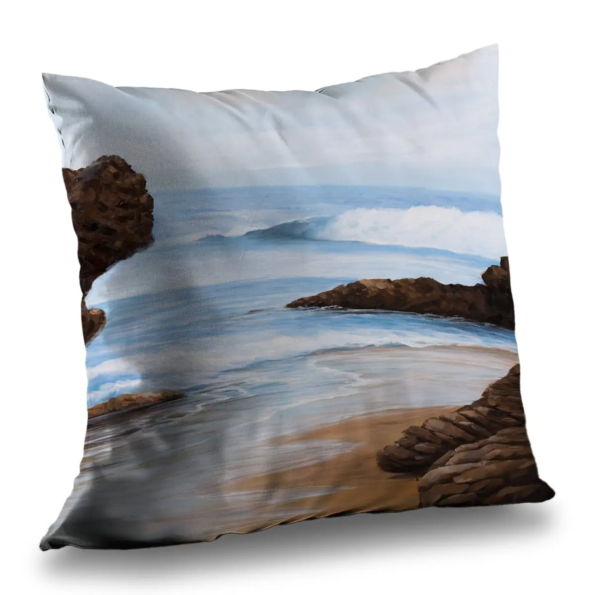 Begin Home Decor C1PT1414GBG126 14 x 14 in. Rocks & Seaside Bedroom Marine Poly Twill Throw Pillow