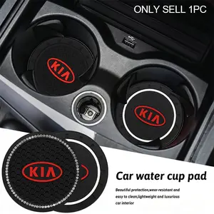 2Pcs Silicone Car Coaster Mat Water Cup Cushion Auto Anti Slip Pad Interior Decoration Accessories, Car Interior Accessory For KIA K5 K9 Sorento Ceed Sportage Carnival Stinger Forte Niro Cadenza Soul Cerato EV6 Stonic Telluride Proceed RIO Seltos Picanto