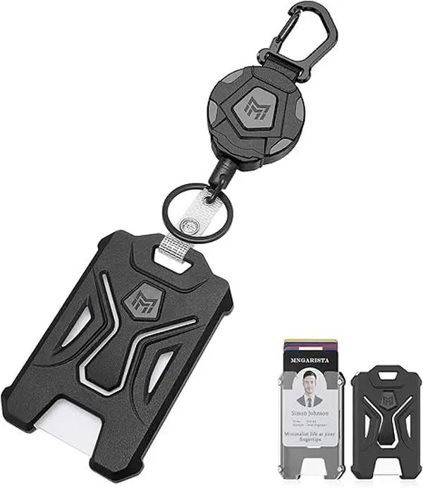MNGARISTA Retractable Heavy Duty Badge Reel, Stylish MNGARISTA Retractable Badge Holder with 31.5" Reel for Students & Workers, Office Supplies Carabiner