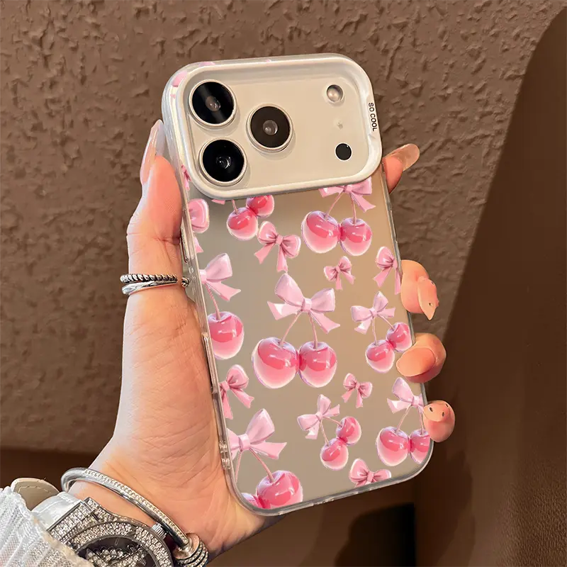 Cherries & Bows Phone Case for iPhone 17 AIR 17 PRO 16 PRO 15  PRO MAX  14 PLUS 13 PRO 12 11 PRO XS MAX X XR Samsung Galaxy S26 Plus S25 Ultra S24 S23 S22 Plus  series(anti-drop hard shell) shockproof mobilephone protective cover