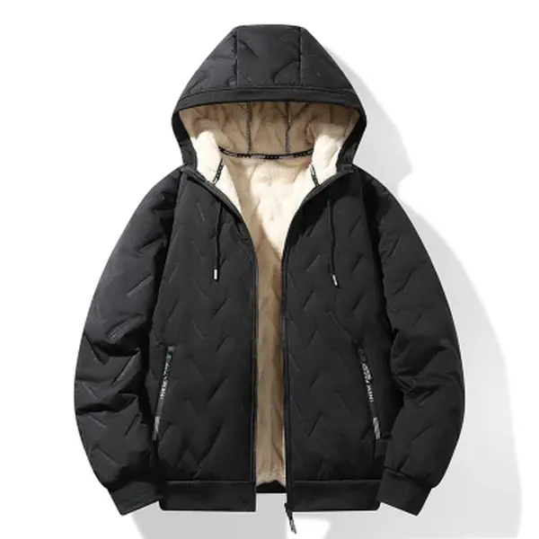 2026 New Arrival Men Ultrasonic Quilted Hooded Fleece Lined Cotton Coat, Plus Size Thickened Warm Cold‑Resistant Winter Hooded Jacket, Autumn Winter Outdoor Thermal Outerwear
