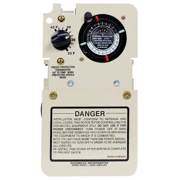 Intermatic PF1102MT Freeze Guard for Pool & Spa Equipment, Single-Circuit Mechanical Timer Mechanism with Adjustable Setpoint for Cold Climates