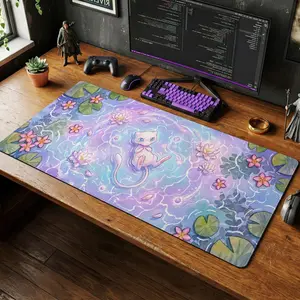 Mew Magical Watercolor Anime Deskmat and Mousepad TCG CCG, MTG Desk Mat