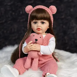 22-Inch Full Body Silicone Realistic Baby Doll, Long Brown Hair Princess-Style Baby Girl Doll, Birthday & Christmas Gift for Girls 3+ lovedolls