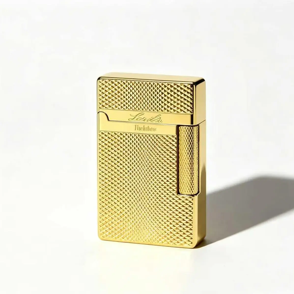 Luxury Gold Diamond Engraved Metal Lighter | Classic Ping Sound | Dual Ignition Modes | Refillable Butane Lighter for Men Gift (No Fuel)