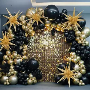 200PCS Black & Gold Balloon Arch Kit with Confetti Balloons for New Year, Graduation, and Parties