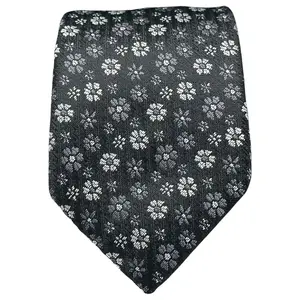 BISSE Necktie - Micro Fabric Men's Tie, Black and White Patterned Men's Tie