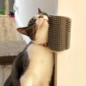 Wall-mounted cat self-grooming device with massage comb brush - suitable for grooming and relaxing kittens and puppies, Grooming Supplies