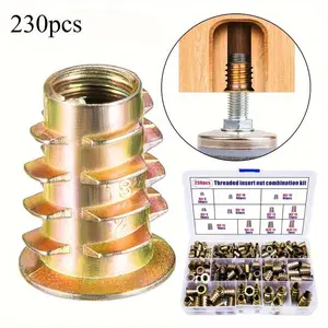 Wood Thread Insert Tool Kit, Furniture Bolt Nut Fastener Connector, Hex Cap Screws, Hex Socket Drive Hardware for Wooden Furniture, Woodworking Accessories